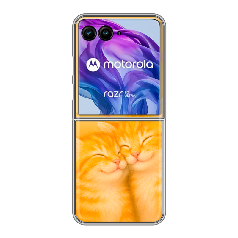 Пластиковый чехол на Motorola Razr 50 Ultra с принтом Милые котята Пластиковый чехол на Motorola Razr 50 Ultra с принтом Милые котята
