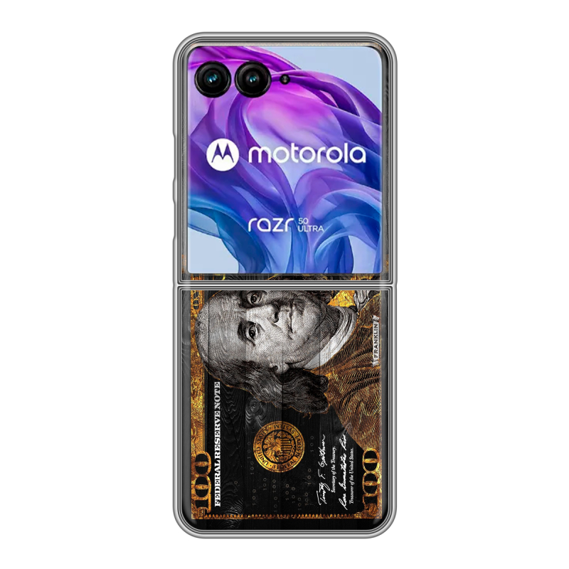 Пластиковый чехол на Motorola Razr 50 Ultra с принтом Доллар деньги Пластиковый чехол на Motorola Razr 50 Ultra с принтом Доллар деньги