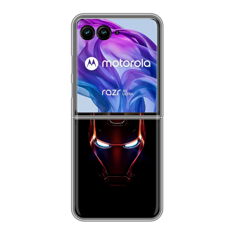 Пластиковый чехол на Motorola Razr 50 Ultra с принтом IronMan Железный человек Пластиковый чехол на Motorola Razr 50 Ultra с принтом IronMan Железный человек
