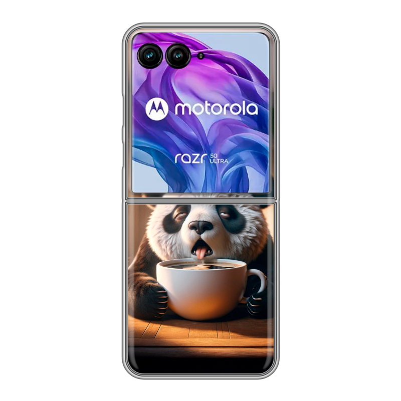 Пластиковый чехол на Motorola Razr 50 Ultra с принтом смешная панда Пластиковый чехол на Motorola Razr 50 Ultra с принтом смешная панда