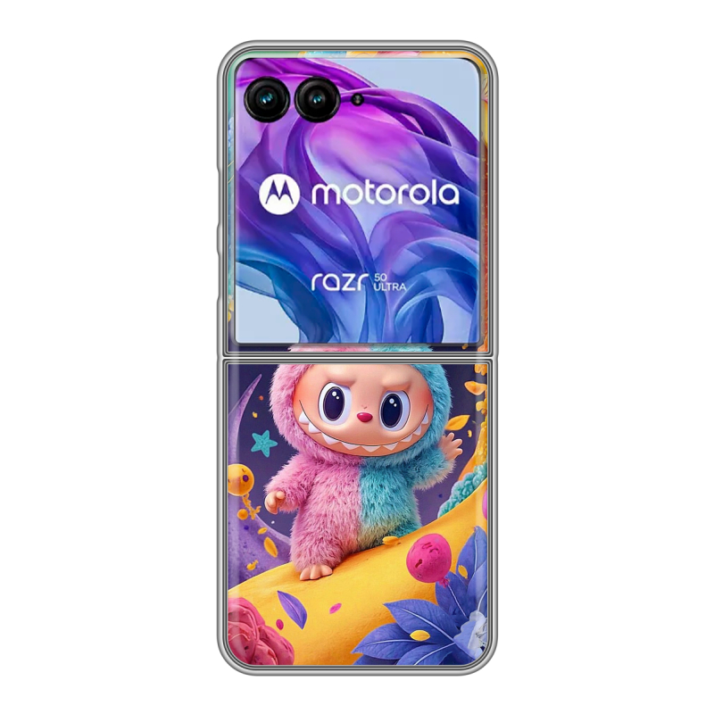 Пластиковый чехол на Motorola Razr 50 Ultra с принтом Labubu Лабубу Пластиковый чехол на Motorola Razr 50 Ultra с принтом Labubu Лабубу