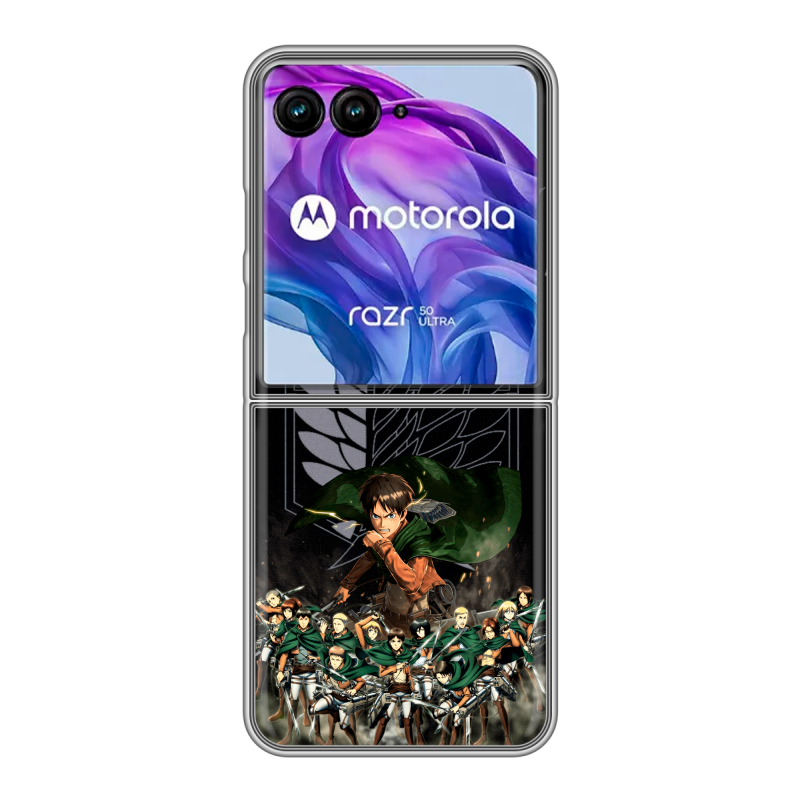 Пластиковый чехол на Motorola Razr 50 Ultra с принтом Атака титанов Пластиковый чехол на Motorola Razr 50 Ultra с принтом Атака титанов