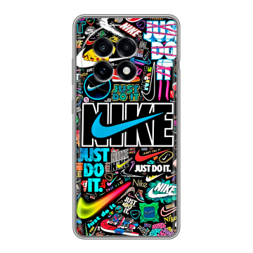 Силиконовый чехол на OnePlus 13R с принтом найк nike черный