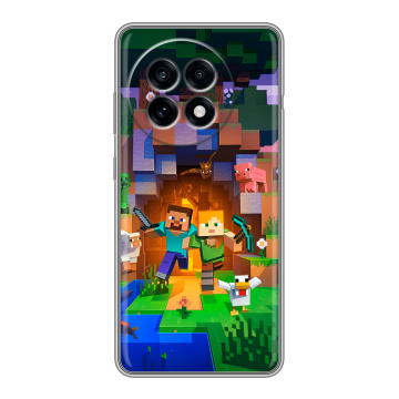Силиконовый чехол на OnePlus 13R с принтом Майнкрафт Minecraft