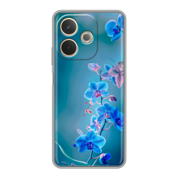 Силиконовый чехол на OPPO A5 Pro с принтом Голубые цветы