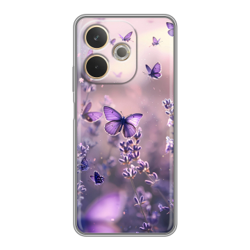 Силиконовый чехол на OPPO A5 Pro с принтом бабочки и лаванда