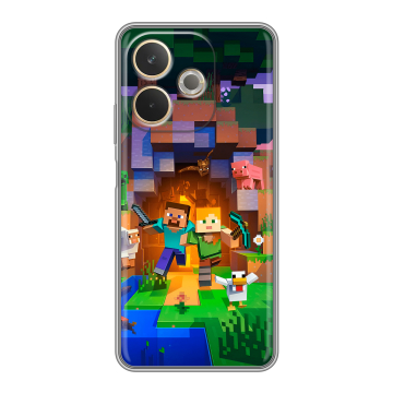 Силиконовый чехол на OPPO A5 Pro с принтом Майнкрафт Minecraft
