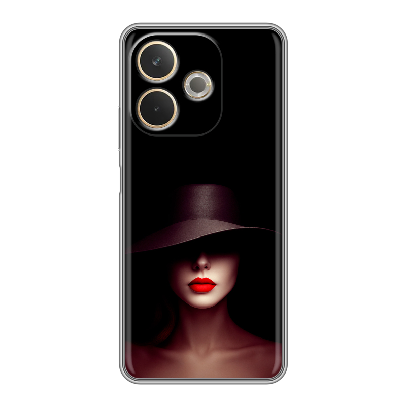 Силиконовый чехол на OPPO A5 Pro с принтом Девушка в шляпе Силиконовый чехол на OPPO A5 Pro с принтом Девушка в шляпе