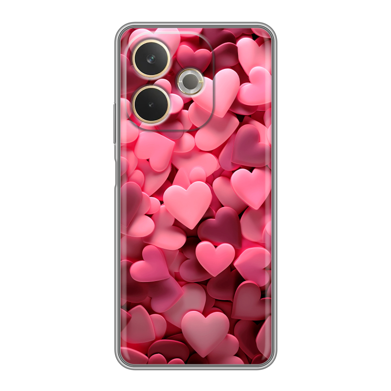 Силиконовый чехол на OPPO A5 Pro с принтом розовые сердечки Силиконовый чехол на OPPO A5 Pro с принтом розовые сердечки