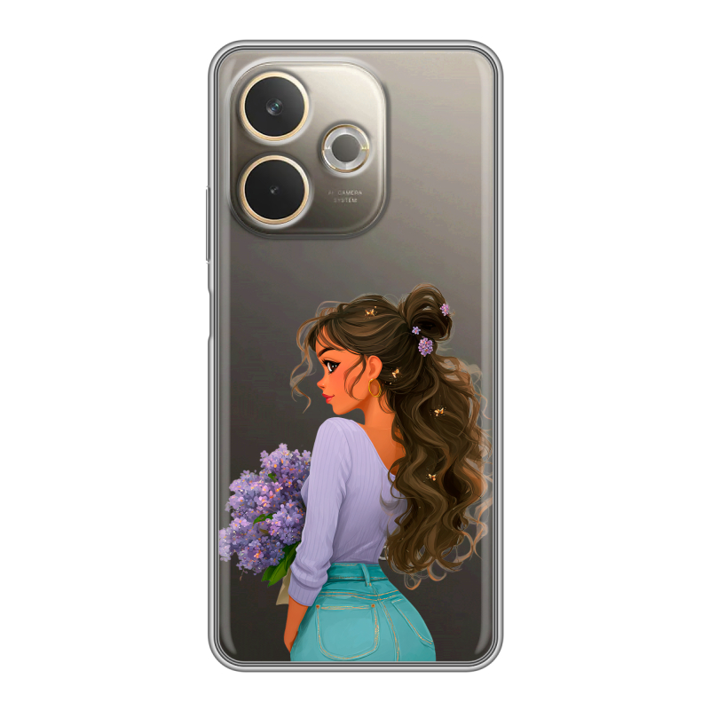 Силиконовый чехол на OPPO A5 Pro с принтом девушка цветы Силиконовый чехол на OPPO A5 Pro с принтом девушка цветы