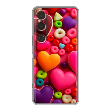 Силиконовый чехол на Sony Xperia 1 VI с принтом Сердечки Силиконовый чехол на Sony Xperia 1 VI с принтом Сердечки