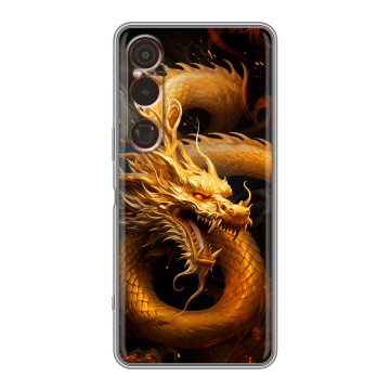 Силиконовый чехол на Sony Xperia 1 VI с принтом Золотой дракон Силиконовый чехол на Sony Xperia 1 VI с принтом Золотой дракон