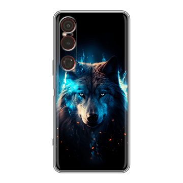 Силиконовый чехол на Sony Xperia 1 VI с принтом Волк ночной