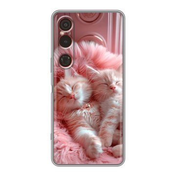 Силиконовый чехол на Sony Xperia 1 VI с принтом котята котики Силиконовый чехол на Sony Xperia 1 VI с принтом котята котики