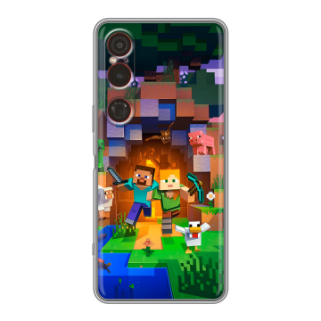 Силиконовый чехол на Sony Xperia 1 VI с принтом Майнкрафт Minecraft Силиконовый чехол на Sony Xperia 1 VI с принтом Майнкрафт Minecraft
