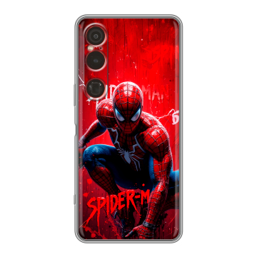 Силиконовый чехол на Sony Xperia 1 VI с принтом Spiderman Человек паук Силиконовый чехол на Sony Xperia 1 VI с принтом Spiderman Человек паук