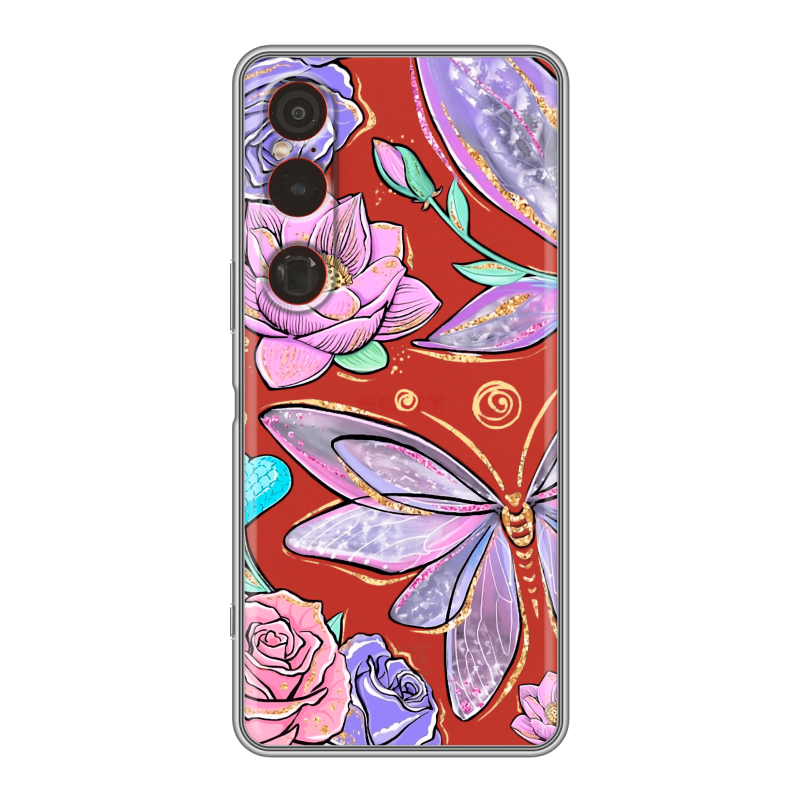 Силиконовый чехол на Sony Xperia 1 VI с принтом Бабочки и цветы Силиконовый чехол на Sony Xperia 1 VI с принтом Бабочки и цветы