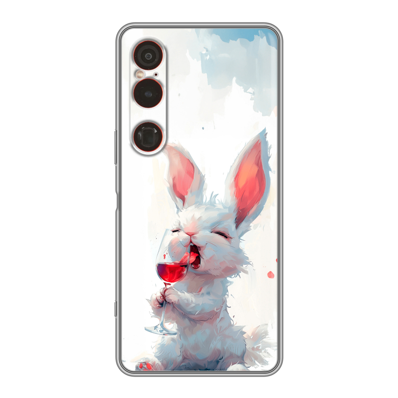 Силиконовый чехол на Sony Xperia 1 VI с принтом кролик зайчик Силиконовый чехол на Sony Xperia 1 VI с принтом кролик зайчик