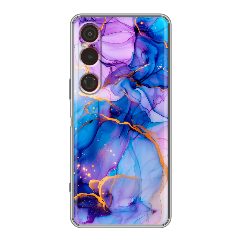 Силиконовый чехол на Sony Xperia 1 VI с принтом синий мрамор Силиконовый чехол на Sony Xperia 1 VI с принтом синий мрамор