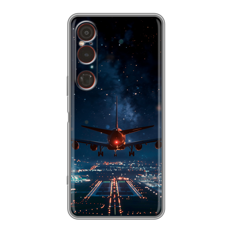 Силиконовый чехол на Sony Xperia 1 VI с принтом самолет Силиконовый чехол на Sony Xperia 1 VI с принтом самолет