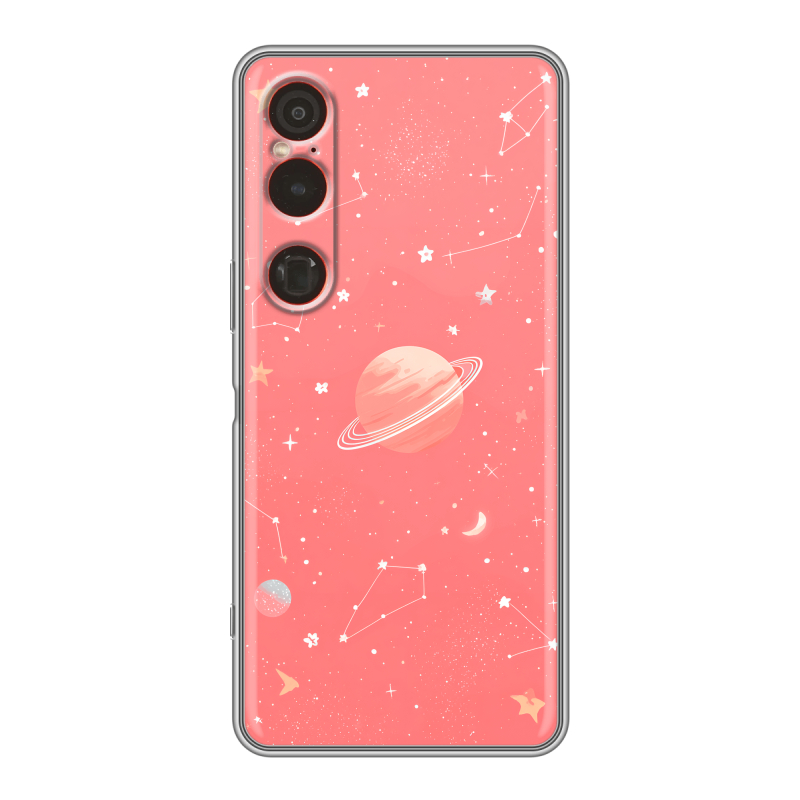 Силиконовый чехол на Sony Xperia 1 VI с принтом Розовый космос Силиконовый чехол на Sony Xperia 1 VI с принтом Розовый космос