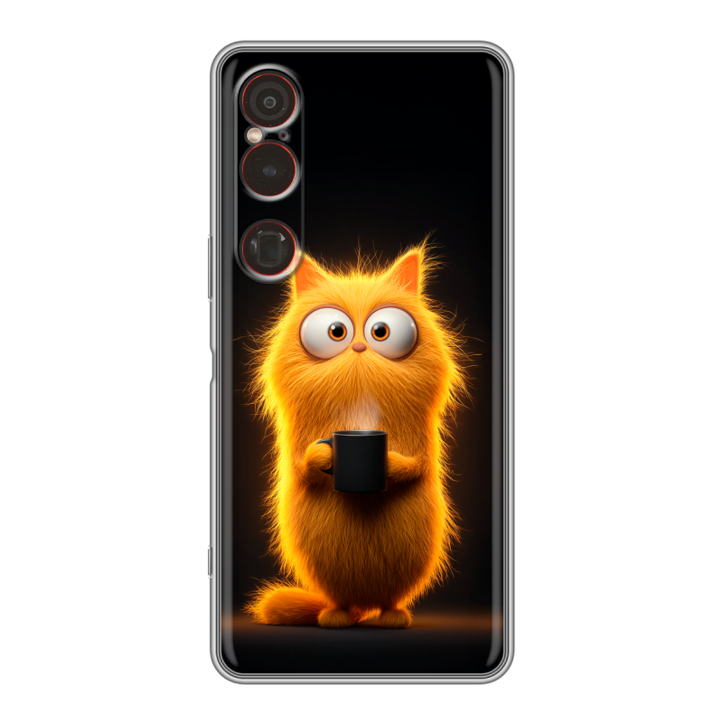 Силиконовый чехол на Sony Xperia 1 VI с принтом Смешной кот Силиконовый чехол на Sony Xperia 1 VI с принтом Смешной кот