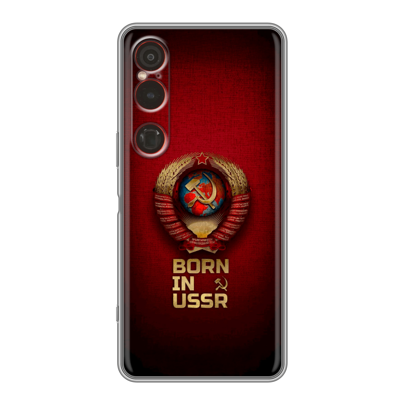 Силиконовый чехол на Sony Xperia 1 VI с принтом Флаг Герб СССР Силиконовый чехол на Sony Xperia 1 VI с принтом Флаг Герб СССР