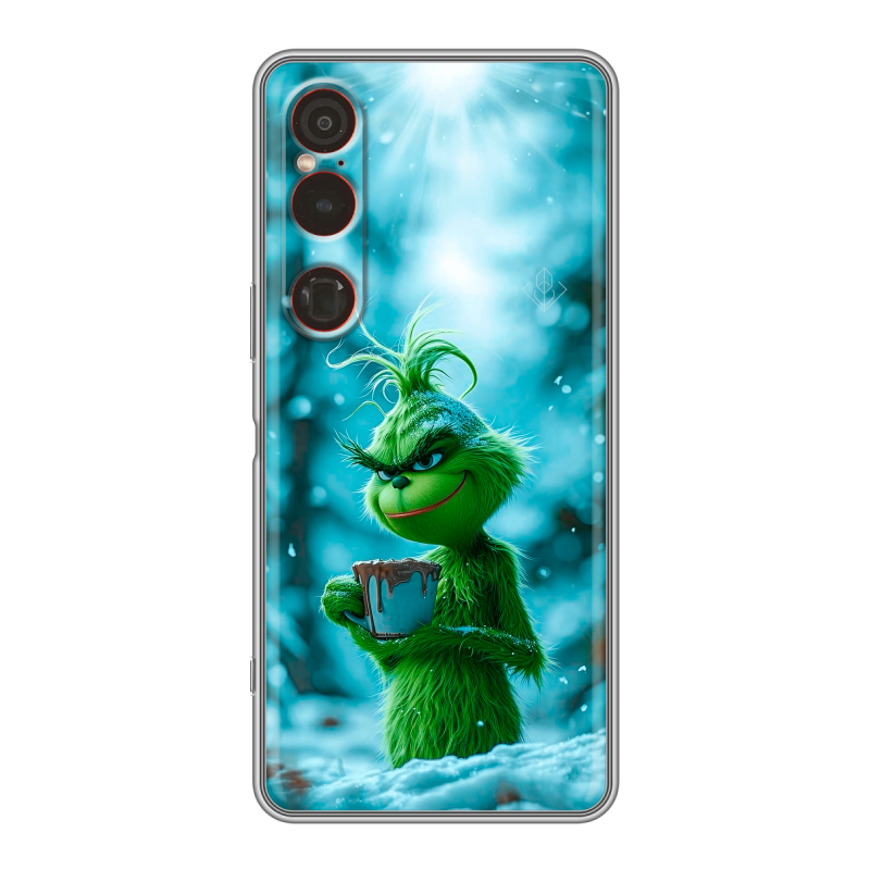 Силиконовый чехол на Sony Xperia 1 VI с принтом Новый год гринч Силиконовый чехол на Sony Xperia 1 VI с принтом Новый год гринч