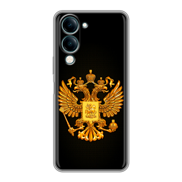 Силиконовый чехол на Vivo Y29s 5g с принтом Герб России желтый