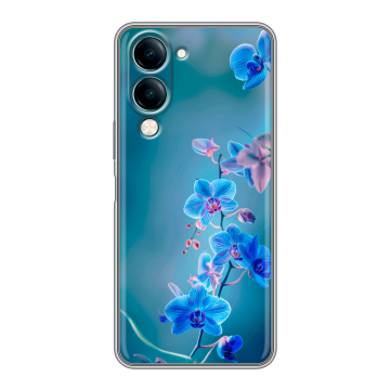 Силиконовый чехол на Vivo Y29s 5g с принтом Голубые цветы
