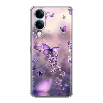 Силиконовый чехол на Vivo Y29s 5g с принтом бабочки и лаванда