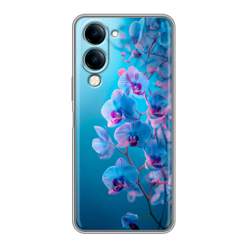 Силиконовый чехол на Vivo Y29s 5g с принтом голубые орхидеи