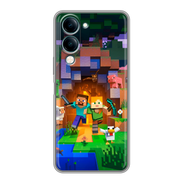 Силиконовый чехол на Vivo Y29s 5g с принтом Майнкрафт Minecraft