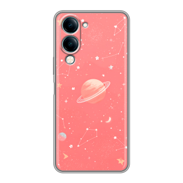 Силиконовый чехол на Vivo Y29s 5g с принтом Розовый космос