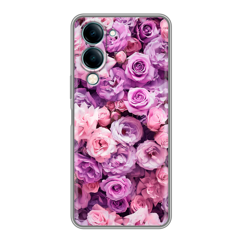 Силиконовый чехол на Vivo Y29s 5g с принтом лавандовые розы Силиконовый чехол на Vivo Y29s 5g с принтом лавандовые розы