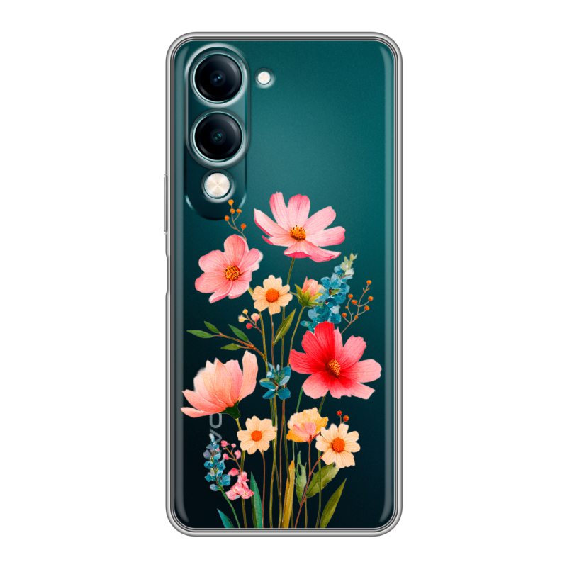Силиконовый чехол на Vivo Y29s 5g с принтом Цветы Силиконовый чехол на Vivo Y29s 5g с принтом Цветы