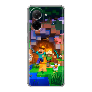 Силиконовый чехол на Xiaomi Redmi A5 с принтом Майнкрафт Minecraft
