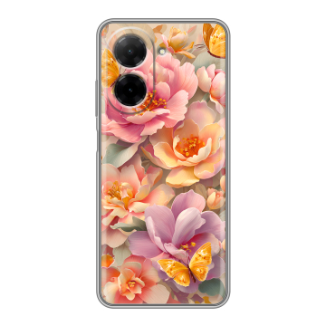 Силиконовый чехол на Xiaomi Redmi A5 с принтом Цветы и бабочки Силиконовый чехол на Xiaomi Redmi A5 с принтом Цветы и бабочки
