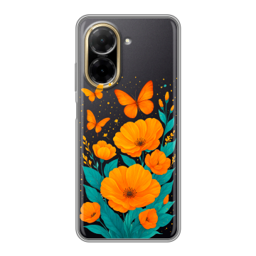 Силиконовый чехол на Xiaomi Redmi A5 с принтом цветы бабочки Силиконовый чехол на Xiaomi Redmi A5 с принтом цветы бабочки