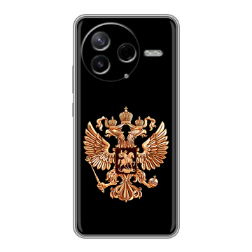 Силиконовый чехол на Poco F7 Pro с принтом Герб России золотой