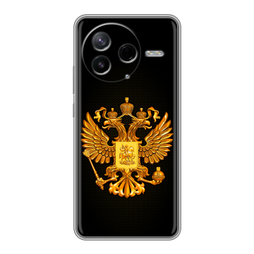 Силиконовый чехол на Poco F7 Pro с принтом Герб России желтый Силиконовый чехол на Poco F7 Pro с принтом Герб России желтый