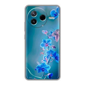 Силиконовый чехол на Poco F7 Pro с принтом Голубые цветы Силиконовый чехол на Poco F7 Pro с принтом Голубые цветы