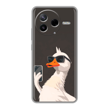 Силиконовый чехол на Poco F7 Pro с принтом утка в очках Силиконовый чехол на Poco F7 Pro с принтом утка в очках