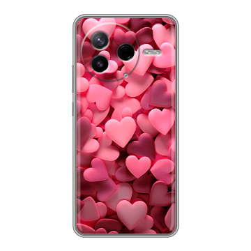 Силиконовый чехол на Poco F7 Pro с принтом розовые сердечки Силиконовый чехол на Poco F7 Pro с принтом розовые сердечки