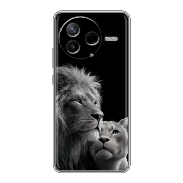 Силиконовый чехол на Poco F7 Pro с принтом Лев кошки