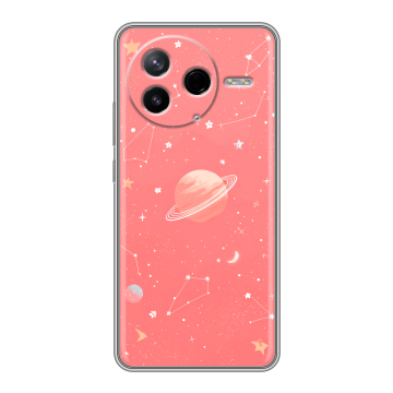 Силиконовый чехол на Poco F7 Pro с принтом Розовый космос