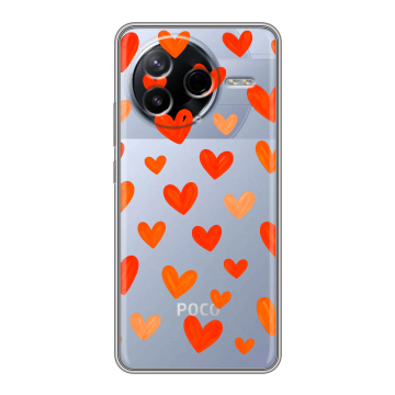 Силиконовый чехол на Poco F7 Pro с принтом Сердечки