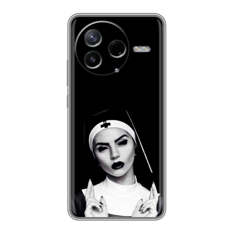 Силиконовый чехол на Poco F7 Pro с принтом монашка Силиконовый чехол на Poco F7 Pro с принтом монашка
