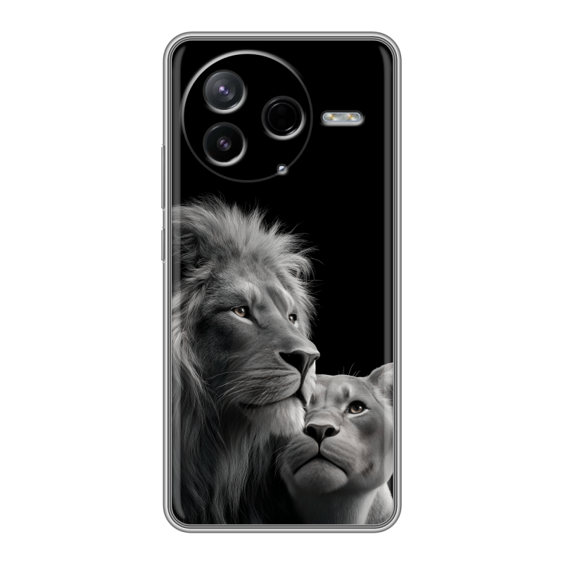 Силиконовый чехол на Poco F7 Pro с принтом Лев кошки Силиконовый чехол на Poco F7 Pro с принтом Лев кошки