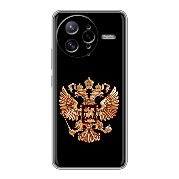Силиконовый чехол на Poco F7 Ultra с принтом Герб России золотой